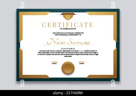 Modern Certificate Template Vector Design Stock Vector