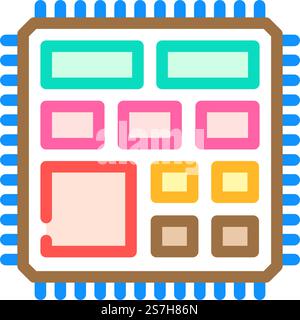 microcontroller electrical engineer color icon vector. microcontroller electrical engineer sign. isolated symbol illustration. microcontroller electrical engineer color icon vector illustration Stock Vector