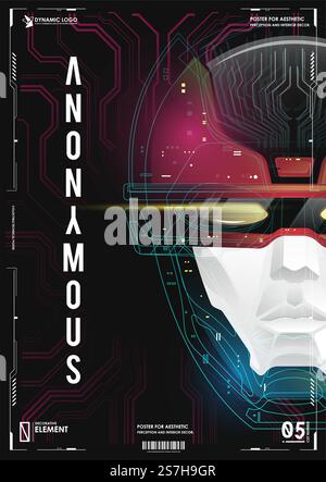 Robot or human Head enhancement. Machine learning and cyber mind domination concept. AI with Digital Face is learning processing big data, analysis information. Stock Vector