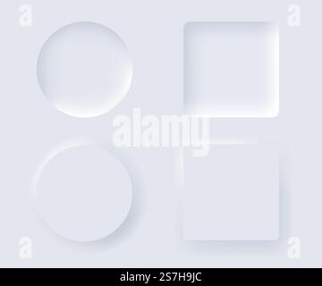 Neumorphism vector design element set. Trendy interface for applications. Stock Vector