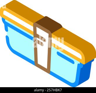 lunch box glass food isometric icon vector. lunch box glass food sign. isolated symbol illustration. lunch box glass food isometric icon vector illustration Stock Vector