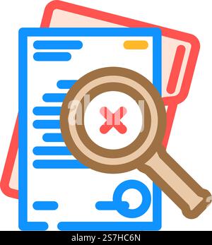 document reject color icon vector. document reject sign. isolated symbol illustration. document reject color icon vector illustration Stock Vector