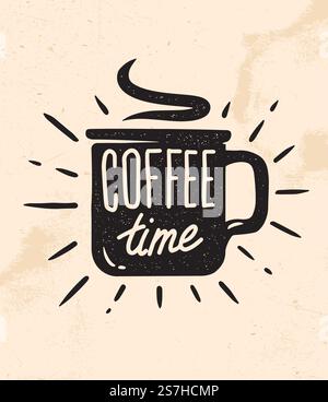 Coffee time quote graphics, logos, labels and badges. Vector illustration Stock Vector
