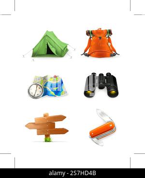 Tourism icon set, vector Stock Vector