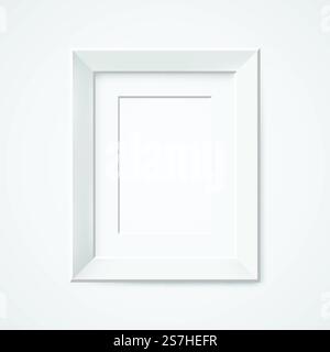 Grey rectangular 3d photo frame with shadow Vector illustration. Gray rectangular photo frame with shadow Stock Vector