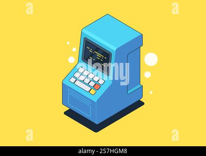 Program development and programming isometric icon, Artificial intelligence automated process big data processing. Stock Vector