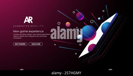Design concept augmented reality. AR and VR Development. Digital Media Technology for website and mobile app. Stock Vector