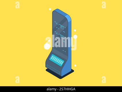 Program development and programming isometric icon, Artificial intelligence automated process big data processing. Stock Vector