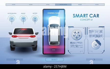 Abstract virtual graphic touch user interface. Car Auto Service, Modern Design, Diagnostic Auto. User interface for smartphone. Creative modern template for App. Stock Vector