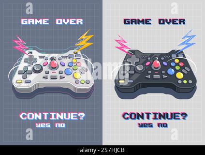 joystick with many button, gamepad art illustration.. joystick with many buttons, gamepad art illustration. Modern poster for print and web. Stock Vector