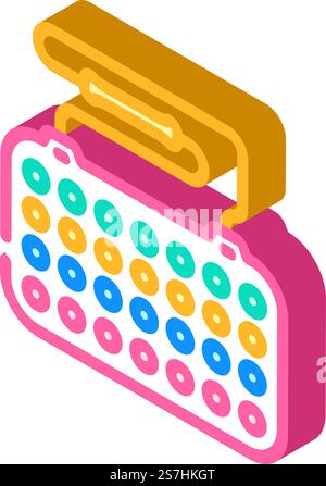 lunch box kids healthy isometric icon vector. lunch box kids healthy sign. isolated symbol illustration. lunch box kids healthy isometric icon vector illustration Stock Vector