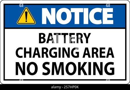 Notice Sign Battery Charging Area, No Smoking Stock Vector