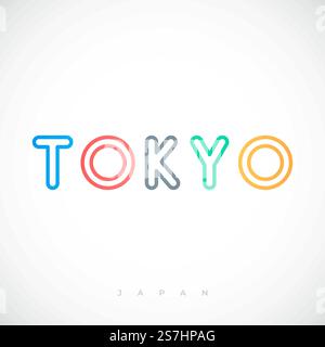 Tokyo Capital city typography lettering design. Signboard with text Tokyo, Japan. Stock vector illustration. Stock Vector