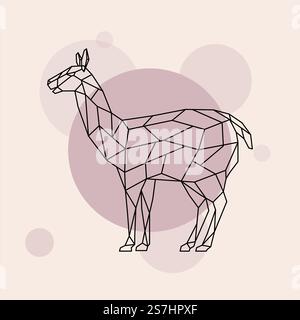 Lama side view. Geometric style. Wild animal. Vector illustration. Stock Vector