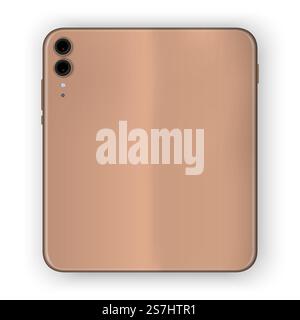 Folded smartphone isolated on white background. Back view of flexible phone, future gadget. Flexible device. Vector Stock Vector