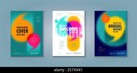 Business Leaflet Brochure Flyer template design. Corporate book cover Template A4 Size, Abstract Colorful Speech Bubbles, Speech Bubble in halftone, halftone dot, flyer, leaflet, Booklet, cover brochure, display, banner Stock Vector