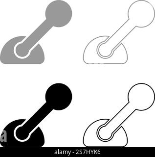 Lever control concept clutch switch on off gearshift transmission gear stick automatic technology set icon grey black color vector illustration image simple solid fill outline contour line thin flat style. Lever control concept clutch switch on off gearshift transmission gear stick automatic technology set icon grey black color vector illustration image solid fill outline contour line thin flat style Stock Vector