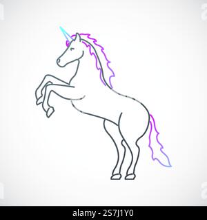 Unicorn emblem in simple line style. Beautiful unicorn illustration. Vector art. Stock Vector