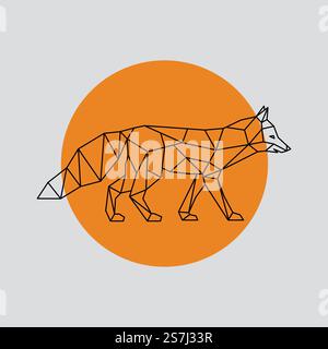Fox in polygonal geometric style. Outline vector illustration. Side view. Wild animal. Stock Vector