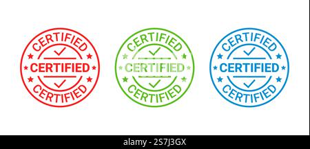 Certified rubber stamp. Quality mark approval. Checked retro badge. Warranty label. Vintage illustration. Certified stamp. Checked retro badge. Vector illustration. Stock Vector