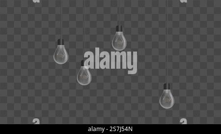 Realistic light bulbs. Loft style chandelier. Element for interior design. Vector illustration. Stock Vector