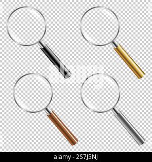 Magnifying Glass Set Gradient Mesh, Vector Illustration. Magnifying Glass Set Stock Vector