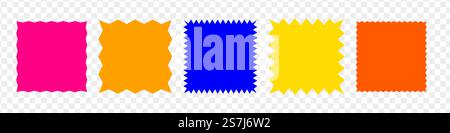 Jagged sticker or stamp set with wavy edges Stock Vector