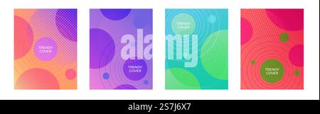 Modern abstract covers set, minimal design with halftone dots Stock Vector