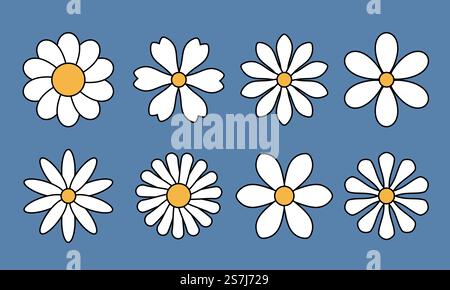White daisy chamomile collection Stock Vector