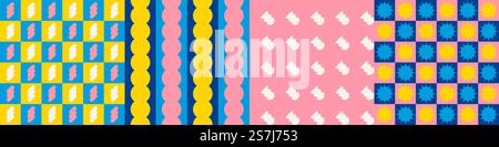 Seamless geometric pattern collection. Stock Vector