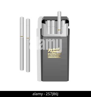 Realistic pack of light cigarettes. Addiction is Dangerous Vector illustration of smoke concept on white background. Realistic pack of light cigarettes. Addiction is Dangerous, illustration of smoke concept on white background. Stock Vector