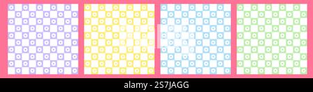 Checkered background retro style with cute daisy or chamomile flowers Stock Vector