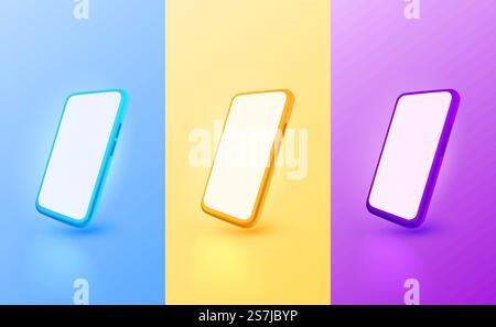 Smartphone color mobile screen, technology mobile display light. Vector illustration. Smartphone color mobile screen, technology mobile display light. Vector Stock Vector