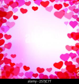 Valentines Day background with scattered blurred hearts. Valentines Day background with scattered blurred tender hearts Stock Vector