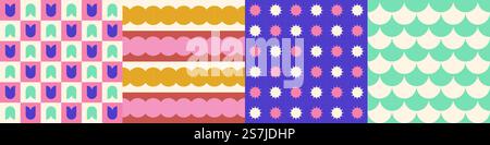 Seamless geometric pattern collection. Stock Vector