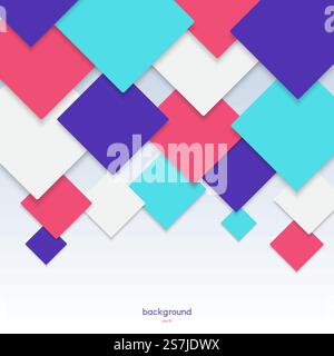 Color background pattern with a geometric rhombs from red, blue, turquoise and white with side shades for your design. Stock Vector