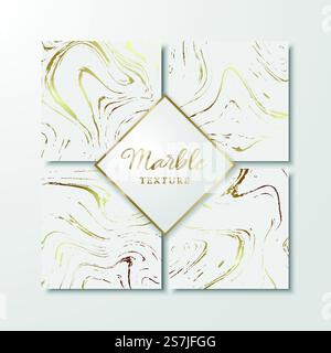 Golden Marble Design templates for Invitation, Save the date, Cards, Posters, Brochures, etc. Abstract marble background. Vector design. Stock Vector