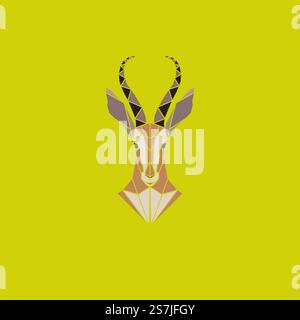 Vector sign abstract head of African Antelope. Geometric low poly antelope design. Animal living in reserve. Stock Vector
