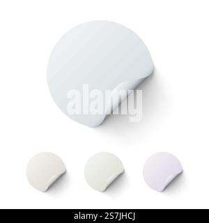 Round colored sticker on a white background, set pack. Vector illustration Stock Vector