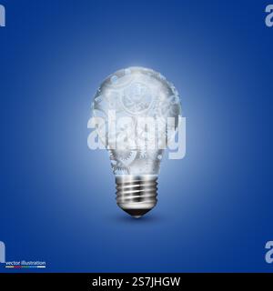 Vector light bulb with a mechanism. Illustration art 10eps. Vector light bulb with a mechanism Stock Vector