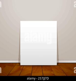 Blank frame paper sheet on wall background and wooden floor. Vector illustration. Blank frame paper sheet on wall background and wooden floor. Vector illustration . Stock Vector