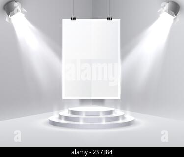 Paper poster A4 podium on the white background. Vector illustration Stock Vector