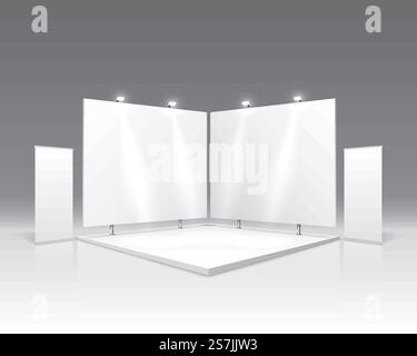 Scene show Podium for presentations on the gray background. Vector illustration Stock Vector