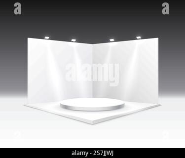 Scene show Podium for presentations on the gray background. Vector illustration Stock Vector