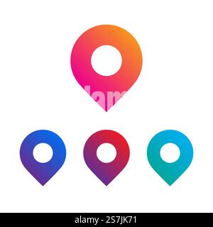 Map location pin icon set. Vector illustration Stock Vector
