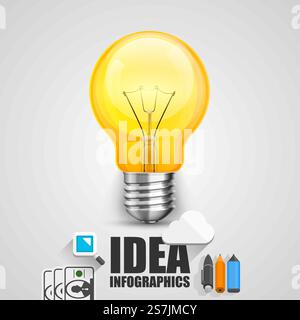 Lamp in icons art idea infographics. Vector illustration. Lamp in icons Stock Vector