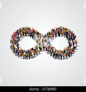 Large group of people in the shape of infinity sign. Vector illustration.. Large group of people in the infinity sign shape. Stock Vector