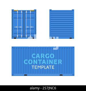 Cargo container box isolated vector. Cargo sides delivery business template.. Cargo container box isolated vector. Cargo sides delivery business template Stock Vector