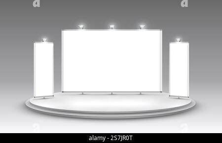 Scene show Podium for presentations on the white background. Vector illustration Stock Vector