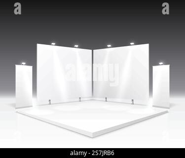 Scene show Podium for presentations on the gray background. Vector illustration Stock Vector
